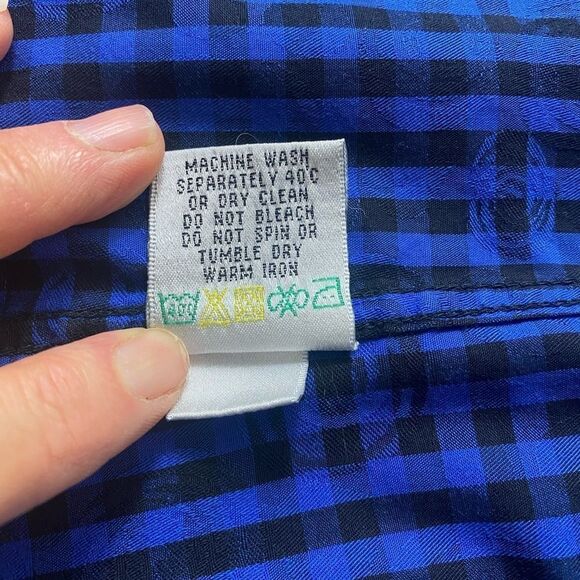 Bugatchi XL long sleeve shirt blue / black checkered with a swirl design - Picture 8 of 8